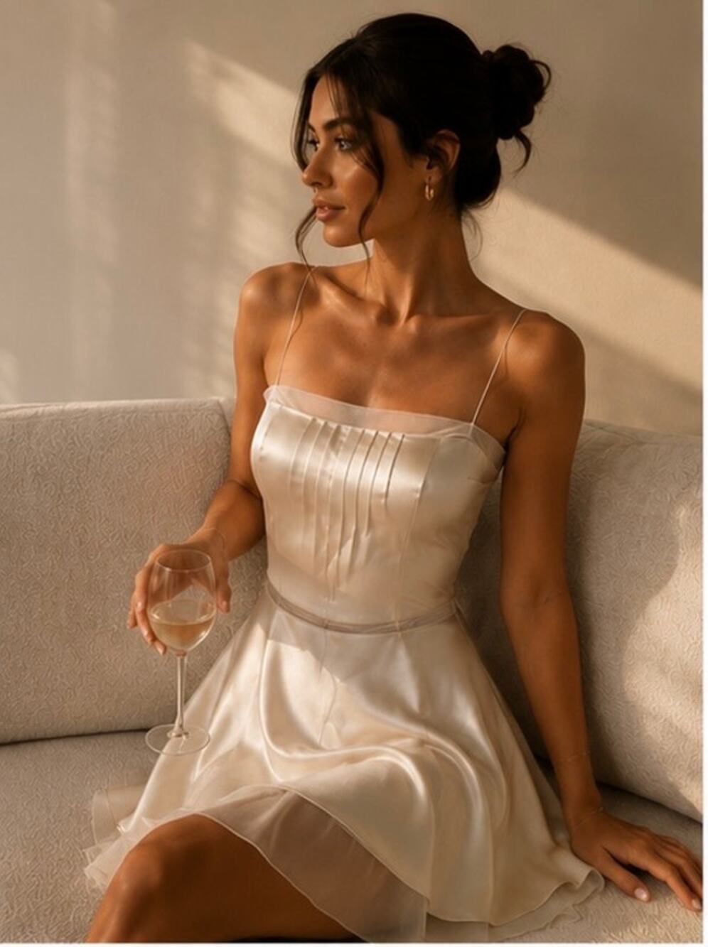 Reformation Satin Ivory Mini Dress - Picture 1 of 8